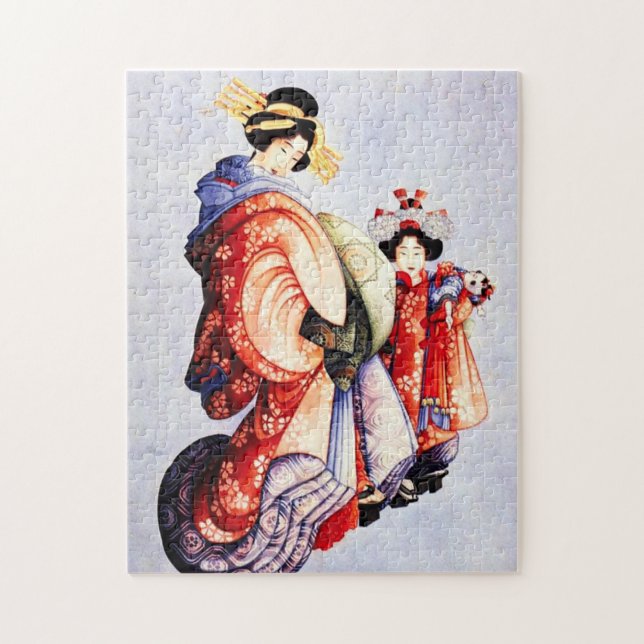 Hokusai Oiran och Kamuro Puzzle Pussel (Vertikal)
