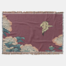 Hokusai Peonies och Canary Throw Blanket