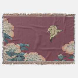 Hokusai Peonies och Canary Throw Blanket Filt