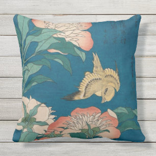 Hokusai Peonies och Canary Vintage GalleryHD Kudde