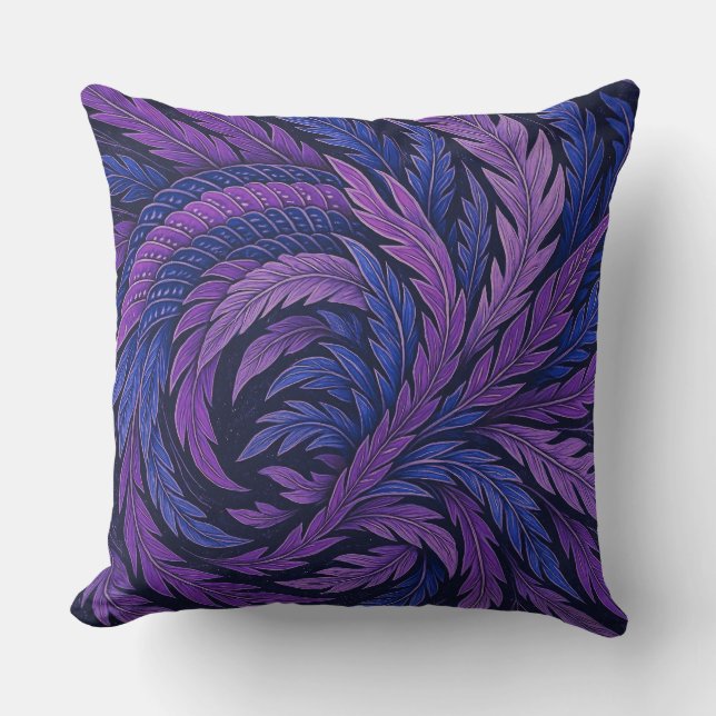 Hokusai Phoenix Cushion | Purple & Blue Feather  Kudde (Framsida)