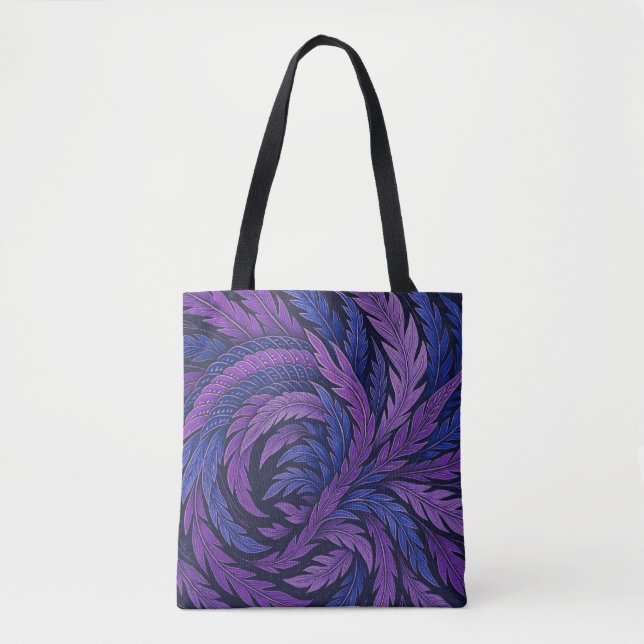 Hokusai Phoenix Tote Purple Feather Japan Art Tygkasse (Framsida)