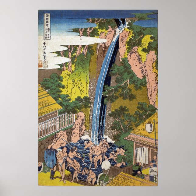 Hokusai - Roben Waterfall, Oyama, provinsen Sagami Poster (Framsidan)
