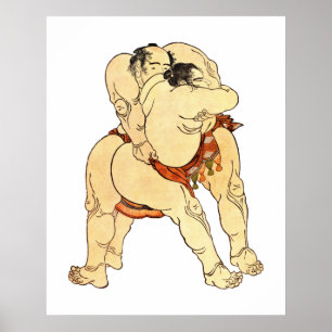 Hokusai Sumobrottare Poster