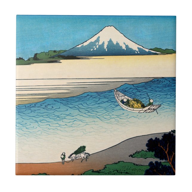 Hokusai - Tama-floden i provinsen Musashi Kakelplatta (Framsidan)