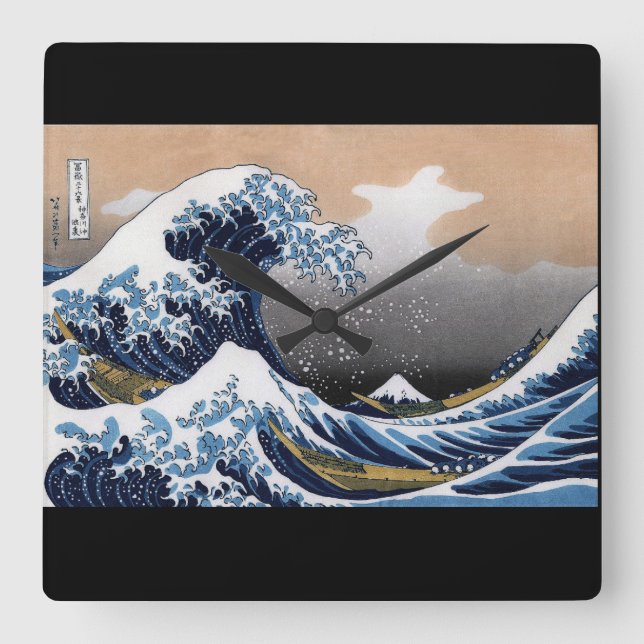 Hokusai , “ The Great Wave off Kanagawa ” Fyrkantig Klocka (Framsida)