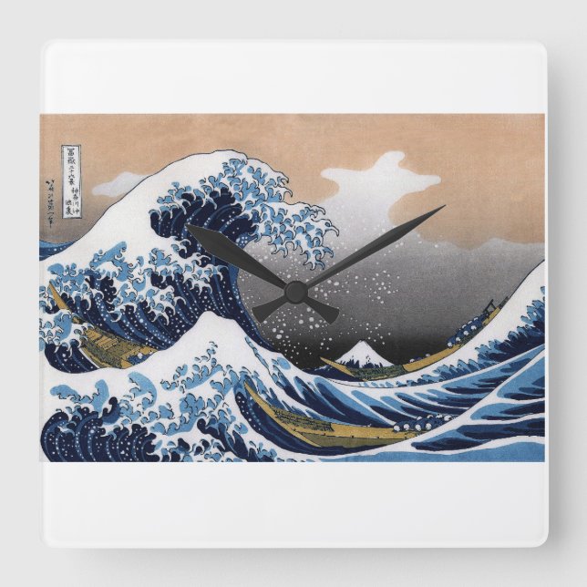 Hokusai , “ The Great Wave off Kanagawa ” Fyrkantig Klocka (Framsida)