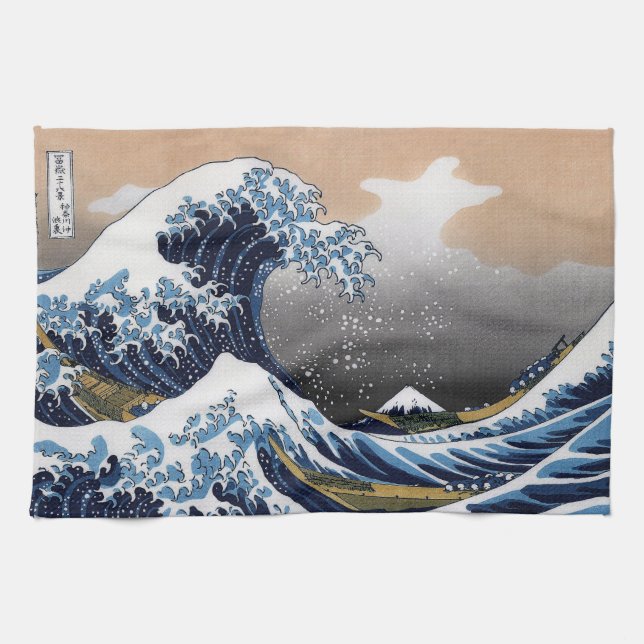 Hokusai , “ The Great Wave off Kanagawa ” Kökshandduk (Horisontell)