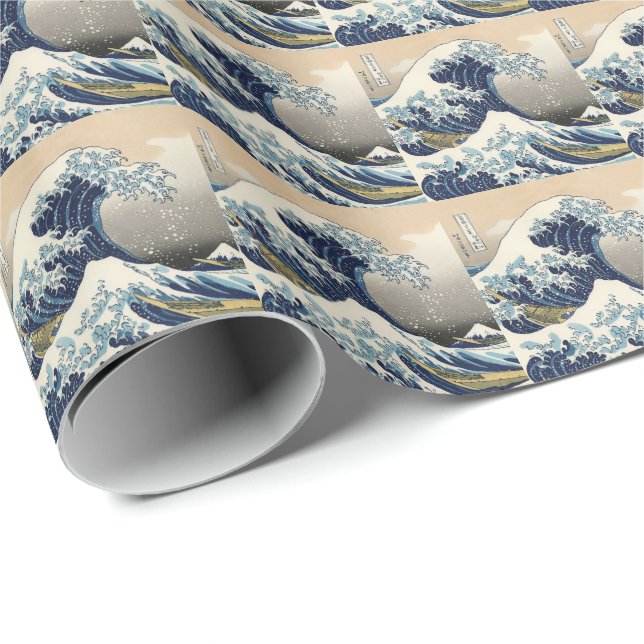Hokusai, “ The Great Wave off Kanagawa ” Presentpapper (Rullad Hörn)