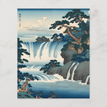 Hokusai Ukiyo-e Japanskt vattenfallsblått