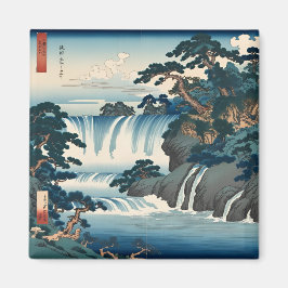 Hokusai Ukiyo-e Japanskt vattenfallsblått Magnet