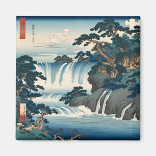 Hokusai Ukiyo-e Japanskt vattenfallsblått Magnet