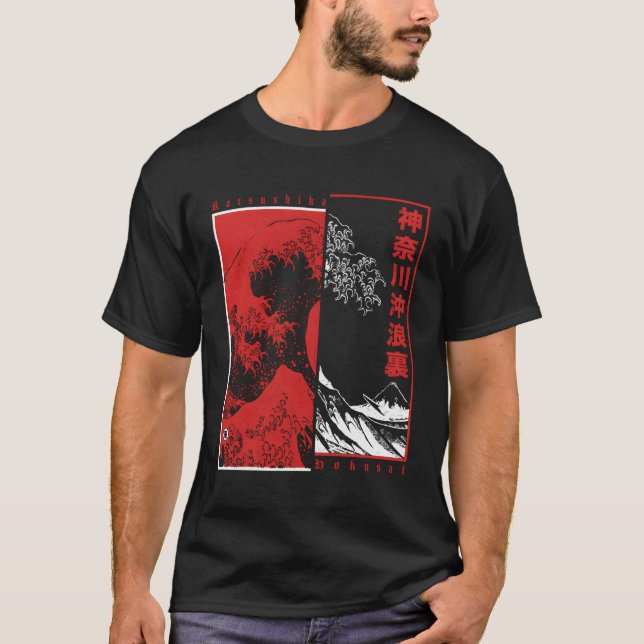 Hokusai Underbar våg av Kanagawa japansk estetisk T Shirt (Framsida)