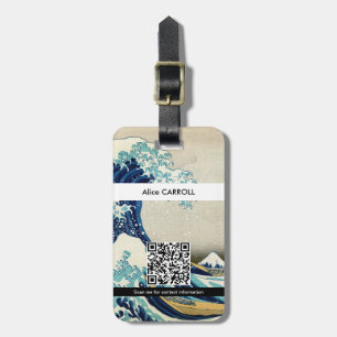 Hokusai - Underbar våg av Kanagawa - QR-kod Bagagebricka