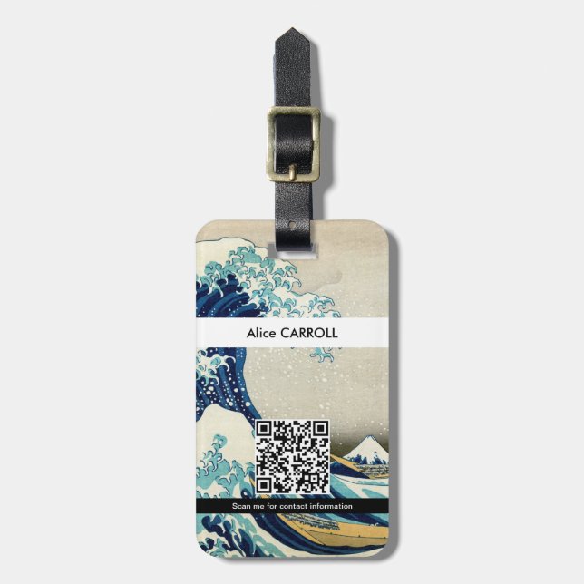 Hokusai - Underbar våg av Kanagawa - QR-kod Bagagebricka (Vertikal Framsida)