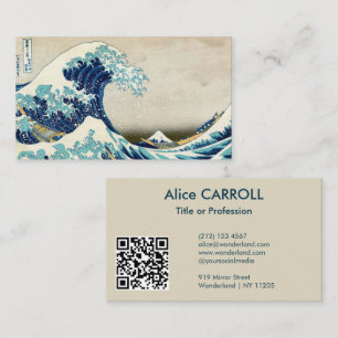 Hokusai - Underbar våg av Kanagawa - QR-kod Visitkort