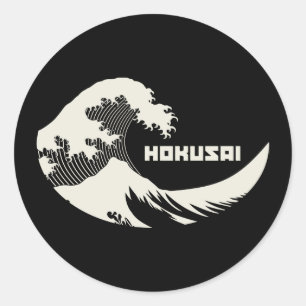 Hokusai - Underbar våg Runt Klistermärke