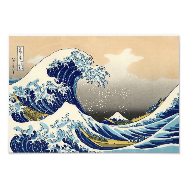 Hokusai Underbar vågutskrift Fototryck (Framsidan)