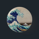 Hokusai Underbar Wave av Kanagawa. Vintage japan a Knapp<br><div class="desc">Katsushika Hokusai "Den Underbara vågen av Kanagawa"-knappen. Vintage japan-illustration.</div>