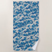 Hokusai Underbar Wave Mönster Nautical Blue Ocean