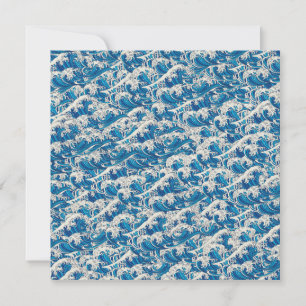 Hokusai, Underbar Wave Mönster Nautical Blue-våg Kort
