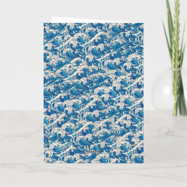 Hokusai, Underbar Wave Mönster Nautical Blue-våg Kort (Baksida)