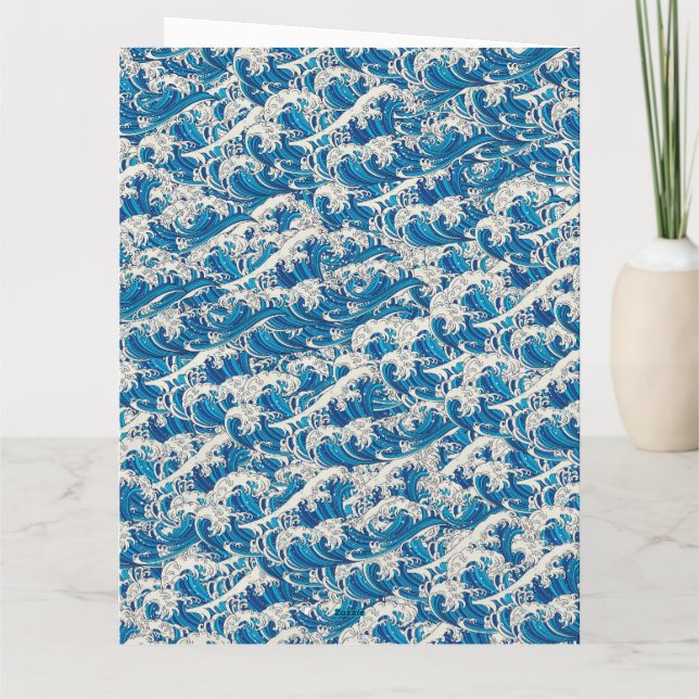 Hokusai, Underbar Wave Mönster Nautical Blue-våg Kort (Baksida)