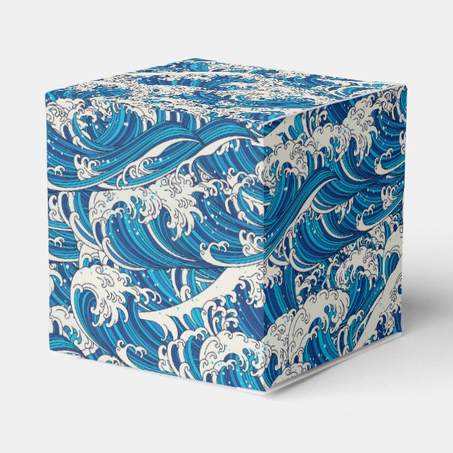 Hokusai, Underbar Wave Mönster Nautical Blue-våg Presentaskar (Baksidan Sidan)
