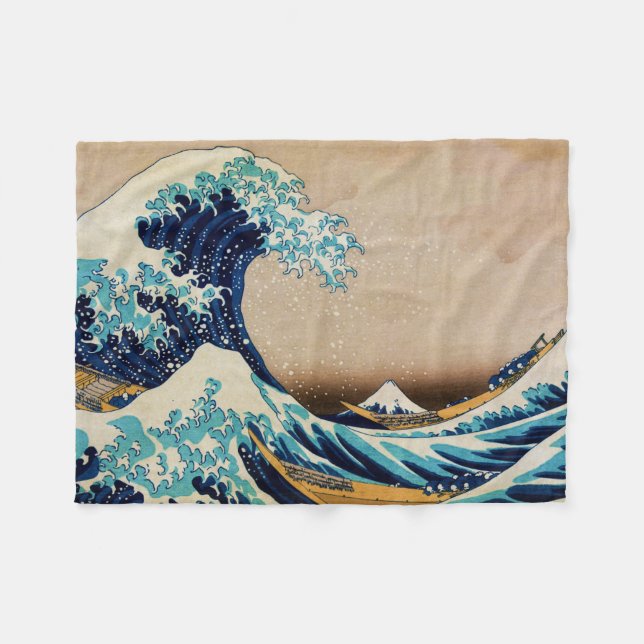 Hokusai Underbara våg Fleecefilt (Framsidan (Horisontell))