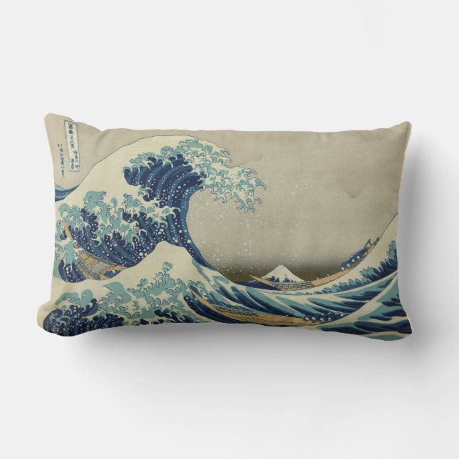 Hokusai: Underbaren vinkar av Kanagawa Lumbarkudde (Framsida)
