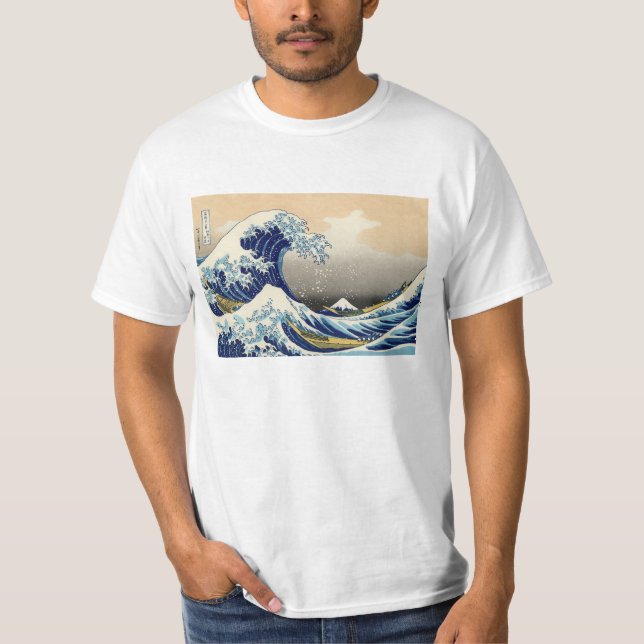 Hokusai underbaren vinkar T-tröja T Shirt (Framsida)