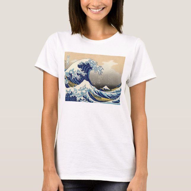 Hokusai underbaren vinkar T-tröja Tee Shirt (Framsida)