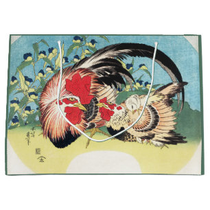Hokusai Vintage Japansk Konst Tupp Höna Blommor