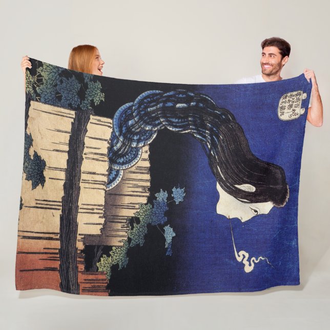 Hokusai Woman Ghost visas från en brunn Fleecefilt (På plats)