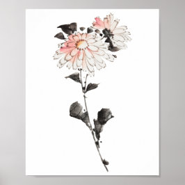Hokusais rosa blomma poster