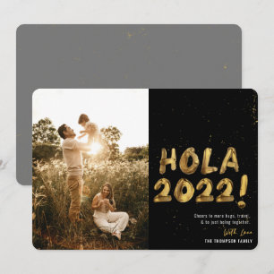 Hola 2022 Guld - nyårfoto tillsammans Julkort