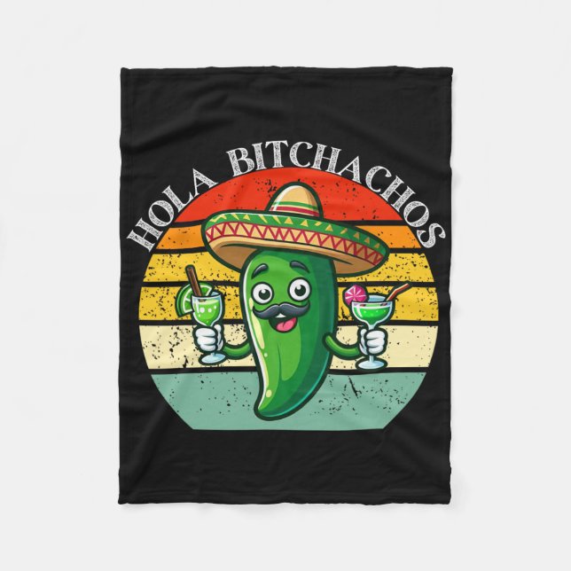 Hola Achos Funny Jalapeno Mexican Cinco De Mayo Me Fleecefilt (Framsidan)