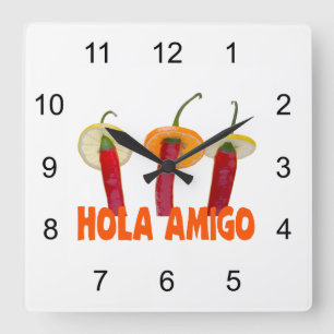 Hola Amigo Fyrkantig Klocka