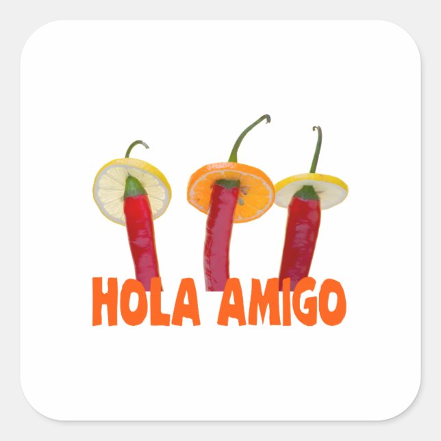 Hola Amigo Fyrkantigt Klistermärke (Framsida)