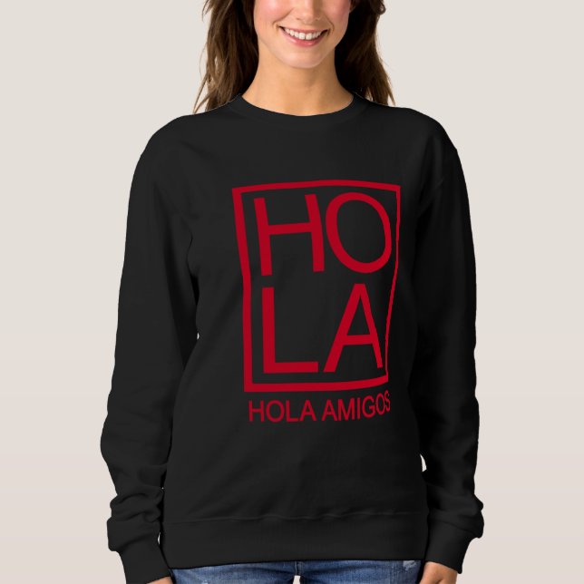 Hola Amigos Hello Friends Minimalistisk Typografi T Shirt (Framsida)