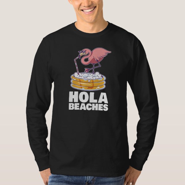 Hola Beacher Summer Beach Flamingo Sunglasses T Shirt (Framsida)