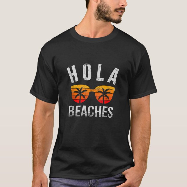 Hola Beacher Tanktop Funny Beach Vacation Summer T Shirt (Framsida)