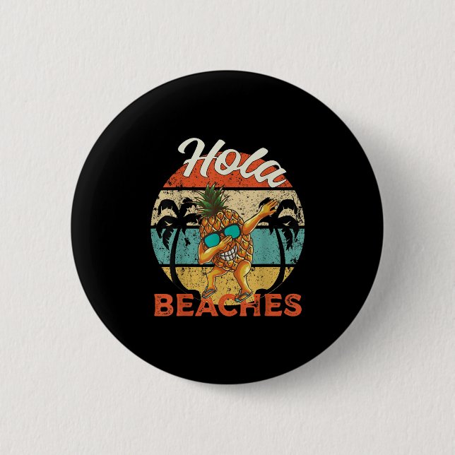 Hola Beacher Women Funny Aloha Beach Pineapple Fam Knapp (Framsida)