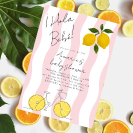 Hola Bebe Rosa Ränder Citroner Flicktema Barnkalas Inbjudningar
