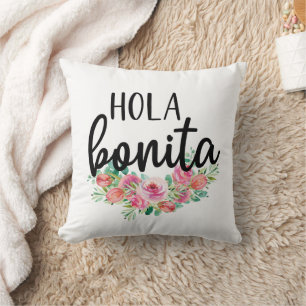 Hola Bonita Spanska Ro Typography Chic Modern Kudde