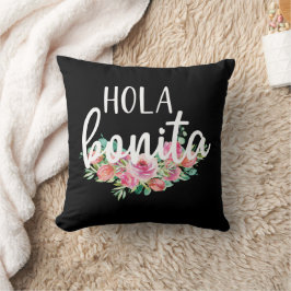 Hola Bonita Spanska Rosor Typografi Chic Modern  Kudde