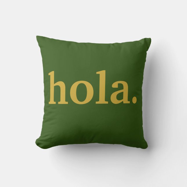 Hola Guld skript & Grönt Poster Dekorativ kudde (Framsida)