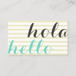 Hola hello, intérprete traductor profesor idiomas visitkort