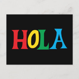 Hola i färgrik typografisk design vykort