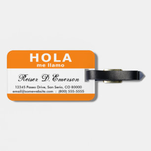 hola me llamo (orange) bagagebricka